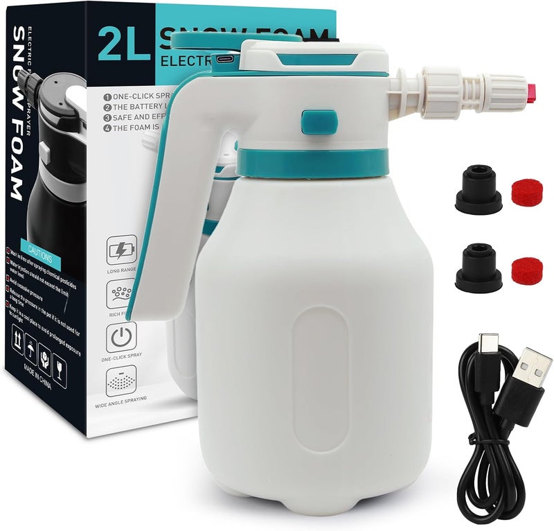 YDFL Electric Foam Sprayer 2L,75PSI Electric Pressurized Foam Sprayer for Car Washing,Rechargeable Pump Sprayer with 2 Modes,Suitable for Car Cleaning Detailing Home Garden - Image 1